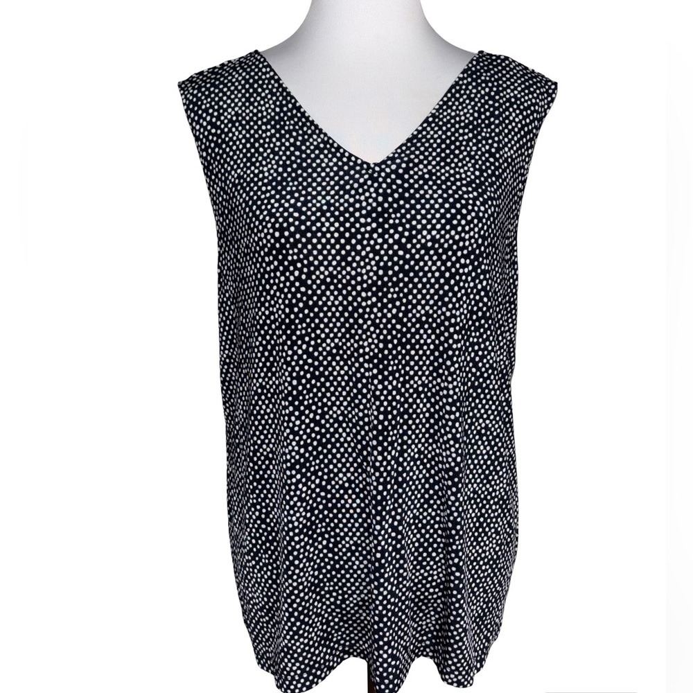 Chico's Travelers Black White Dotted Blouse